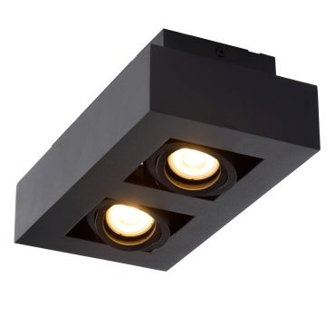 Lucide Xirax - opbouwspot 2L - 14 x 25 x 8,8 cm - 2 x 5W dimbare LED incl. - dim to warm - zwart