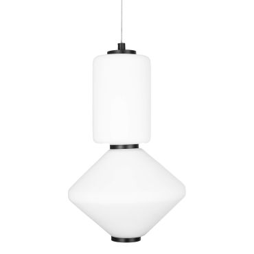 Maxlight Akiko - hanglamp - Ø 20 x 150 cm - 16W LED incl. - zwart en opaal