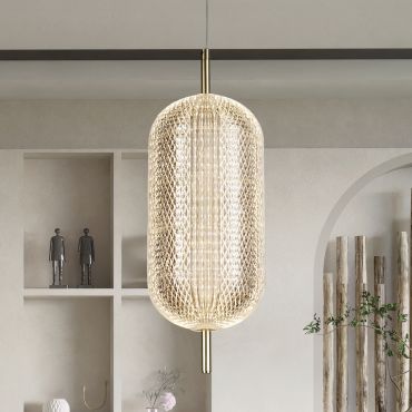 Searchlight Capsule - hanglamp - Ø 15 x 150 cm - 20W dimbare LED incl. - satijn messing