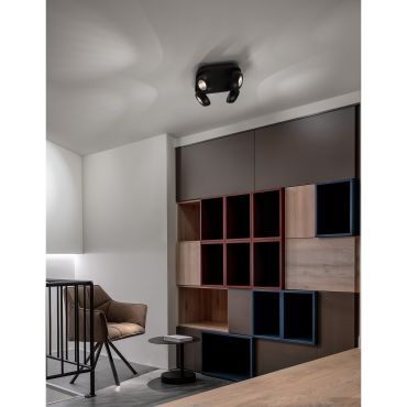 Nova Luce Gon - opbouwspot 4L - 25 x 25 x 9 cm - 4 x 5W LED incl. - zandzwart