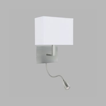 Searchlight Wall - wandverlichting met dubbele schakelaar - 20 x 25,5 cm - 1W LED incl. - mat nikkel