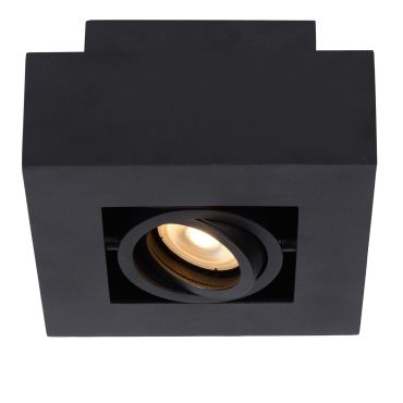 Lucide Xirax - opbouwspot 1L - 14 x 14 x 8,8 cm - 5W dimbare LED incl. - dim to warm - zwart