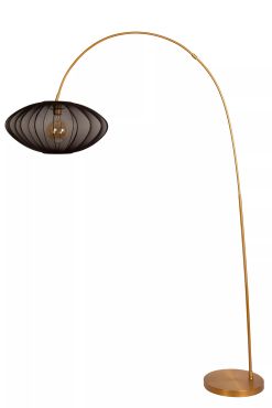 Lucide Corina - staanlamp - 131 x 55 x 192 cm - zwart en messing