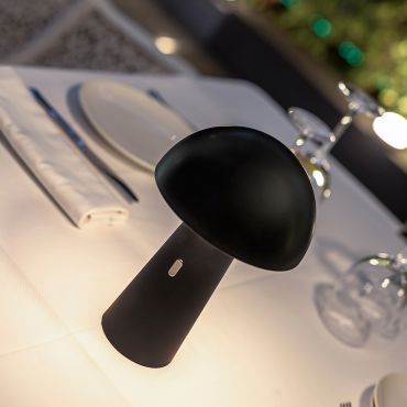 New Garden Shitake - oplaadbare tafellamp - Ø16,5 x 25,5 cm - 7,5W LED incl. - IP44 - zwart