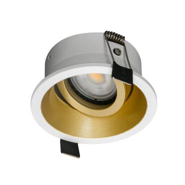 Artdelight Roura - kantelbaar inbouwspot - Ø 90 mm, Ø 82 mm inbouwmaat - wit en goud