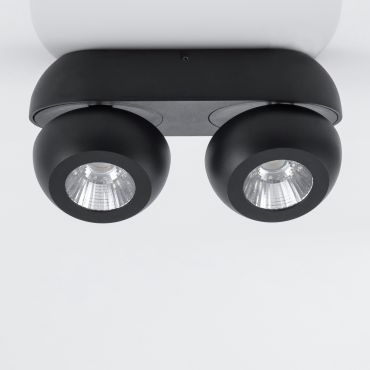 Nova Luce Gon - opbouwspot 2L - 25 x 11 x 9 cm - 2 x 5W LED incl. - zandzwart