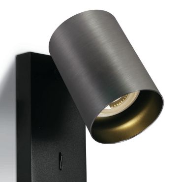 ONE Light Retro GU10 Spots - wandspot met schakelaar - 7 x 13 cm - metaalgrijs