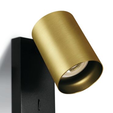 ONE Light Retro GU10 Spots - wandspot met schakelaar - 7 x 13 cm - geborsteld messing