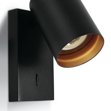 ONE Light Retro GU10 Spots - wandlamp met schakelaar - 7 x 13 x 2 cm - zwart