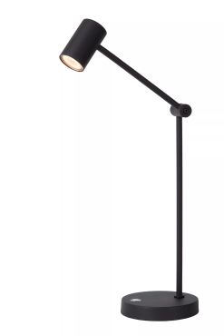 Lucide Tipik - oplaadbare tafellamp - 28,9 x 15 x 64 cm - 3 stap dimmer -  3W LED incl. - zwart