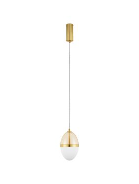 Nova Luce Egna - hanglamp - Ø 15 x 120 cm - 20W LED incl. - opaal, cognacglas en goud