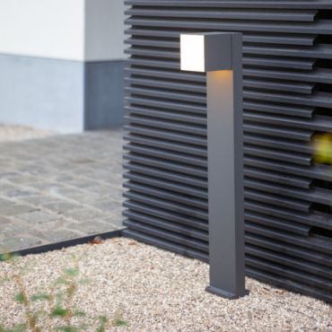 Lutec Cuba - tuinpaal - 23,7 x 11 x 75 cm - 12,2W LED incl. - IP54 - donkergrijs
