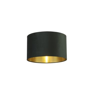 Searchlight Drum Shade - lampenkap - Ø 40 x 24 cm - donkergroen en geborsteld goud