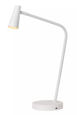 Lucide Stirling - oplaadbare tafellamp - 30,5 x 14 x 47,5 cm - 3 stap dimmer - 3W dimbare LED incl. - wit