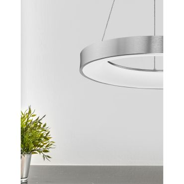 Nova Luce Rando Thin - hanglamp - Ø 60 x 120 cm - 50W dimbare LED incl. - geborsteld zilver
