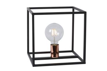 Lucide Arthur - tafellamp - 25 x 25 x 25 cm - zwart &amp; koper