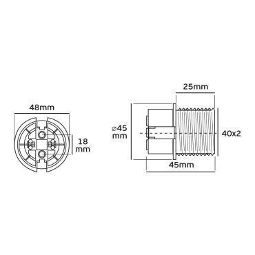 VK Lighting - E27 thermoplast fitting met schroefdraad &amp; flens - Ø 4,0 x 4,5 cm - wit