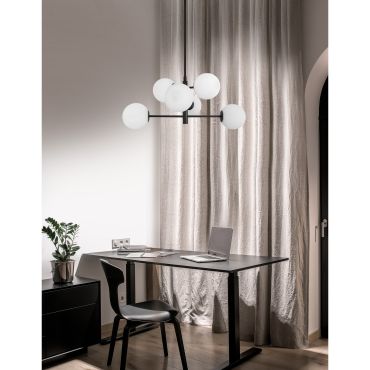 Nova Luce Impero - hanglamp - Ø 70 x 120 cm - zwart en wit