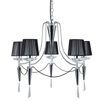 Searchlight Duchess - luster - Ø 53 x 100 cm - zwart en chroom