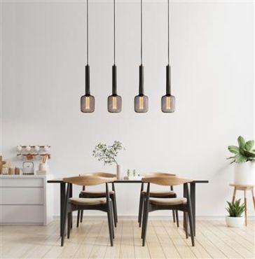 Searchlight Dulwich - hanglamp 4L - 6 x 80 x 120 cm - zwart