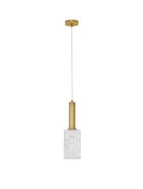Nova Luce Certa - hanglamp - Ø 12,5 x 120 cm - helder glas en messing goud