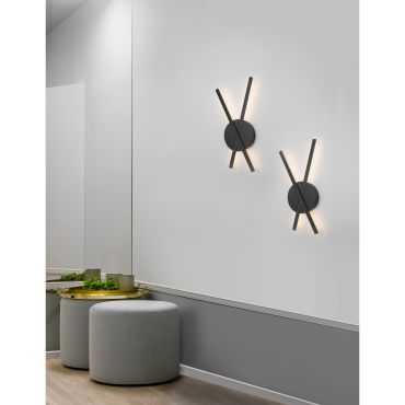 Nova Luce Reslin - wandverlichting - 24,5 x 5 x 53 cm - 18W LED incl. - zand zwart