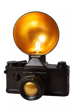Lucide Extravaganza Camera - tafellamp - 22,5 x 16 x 30 cm - zwart met goud