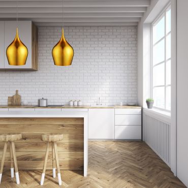 Searchlight Vibrant - hanglamp - Ø 26 x 160 cm - goud