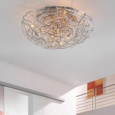 Artdelight Draga - plafondverlichting - Ø 20 cm - 3 x 20W halogeen incl. - mat staal