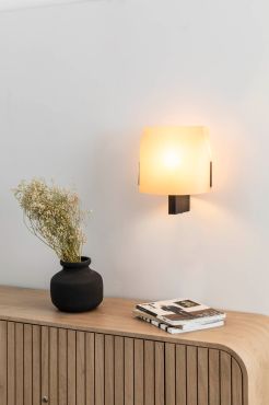 Faro Luang - wandlamp - 28 x 33 x 20,5 cm - karamel/zwart