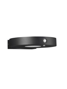 Nova Luce Aigo - buiten wandverlichting met sensor op zonne-energie - 16 x 3,2 x 17,7 cm - 2W LED incl. - IP65 - donker antraciet