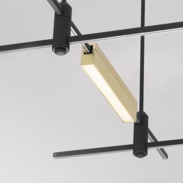 Nova Luce Versus - lichtpunt magnetisch railsysteem - 25 x 2,6 x 4,4 cm - 10W LED incl. - satijn messing