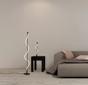 Searchlight Serpent - tafellamp - Ø 15 x 56 cm - 8W dimbare LED incl. - zwart en opaal