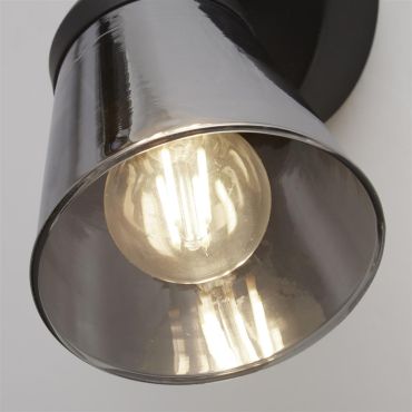 Searchlight Mega - opbouwspot 1L - 10 x 18 cm - zwart en gerookt glas