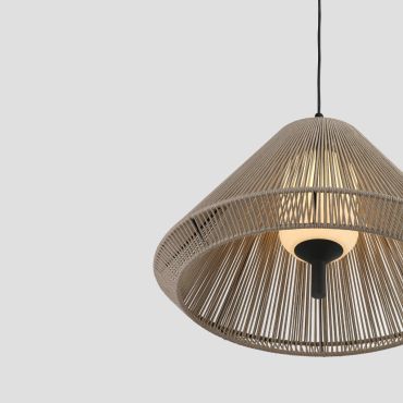 Faro Saigon - hanglamp - Ø 66,5 x 38 cm - IP65 - grijs en beige