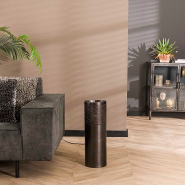 Vico Cylinder Nikkel - vloerlamp - Ø 20 x 60 cm - zwart nikkel