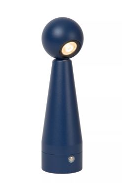 Lucide Ipsos - oplaadbare tafellamp - Ø 6 x 22 cm - 3W dimbare LED incl. - blauw