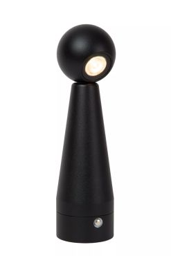 Lucide Ipsos - oplaadbare tafellamp - Ø 6 x 22 cm - 3W dimbare LED incl. - zwart