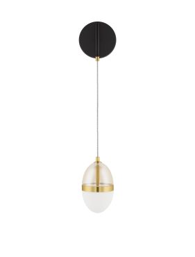 Nova Luce Egna - wandlamp - Ø 12 x 48 cm - 13W LED incl. - opaal, cognacglas, goud en zwart