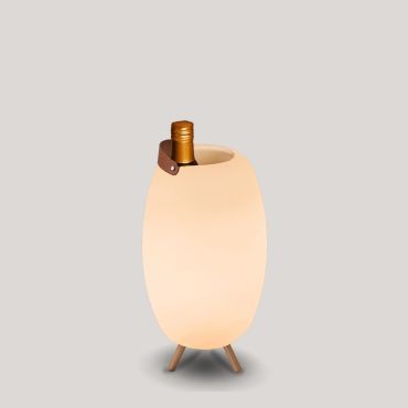 New Garden Apolo - flessenhouder met speaker en licht op afstandsbediening - Ø 25 x 45 cm - IP44 - wit