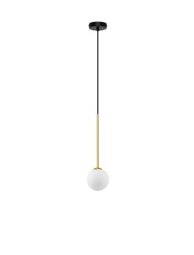 Nova Luce Savoy - hanglamp - Ø 11 x 163 cm - satijn goud, mat zwart en wit opaal