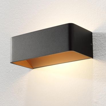 Artdelight Mainz - wandverlichting - 20 x 10 x 7 cm - 2 x 3W dimbare LED incl. - zwart en goud