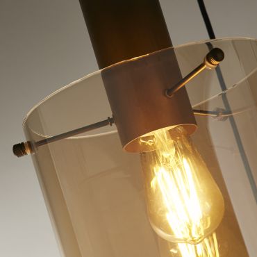 Searchlight Sweden - hanglamp - Ø 47 x 150 cm - mokka en amber