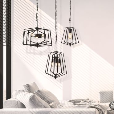 Searchlight Slinky - hanglamp - 30 x 30 x 95 cm - mat zwart