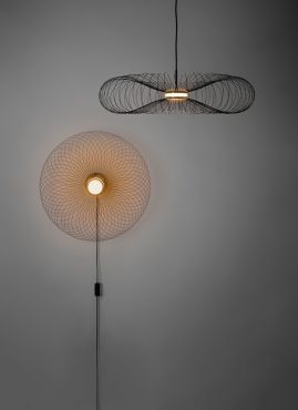 VK Lighting Synnefo - wandverlichting met kabelschakelaar en stekker - Ø 61 of 74 cm - 8W LED incl. - zwart