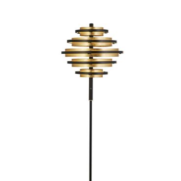 Searchlight Hive - staanlamp - Ø 40 x 148 cm - 37W dimbare LED incl. - zwart en goud