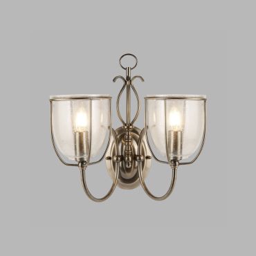 Searchlight Silhouette - wandverlichting met trekschakelaar - 35 x 34 cm - antiek messing