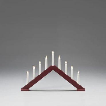 Konstsmide kerstverlichting - houten kerst kandelaar - 50,6 x 5 x 32 cm - mat donkerrood