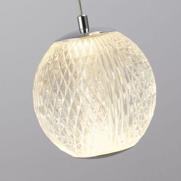 Searchlight Allure - hanglamp - Ø 30 x 150 cm - 21W dimbare LED incl. - chroom en transparant