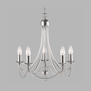 Searchlight Maypole - luster - Ø 46 x 100 cm - satijn zilver